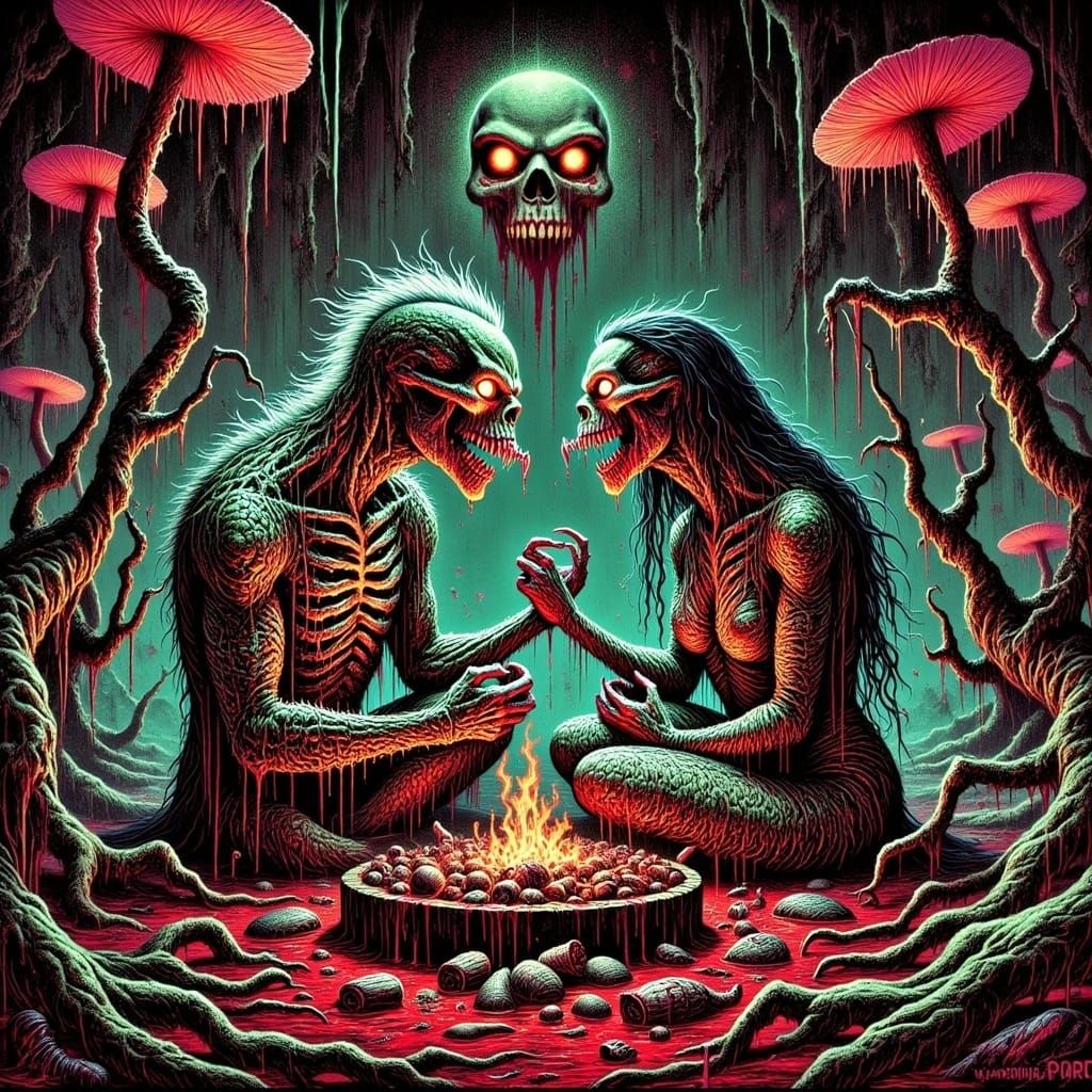 Grotesque Monster Couple's Romantic Swamp Picnic