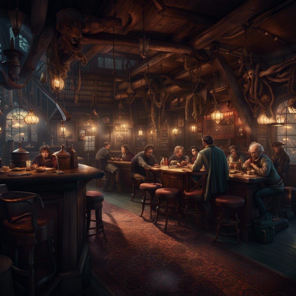 Creepy Tavern with Seedy Clients: Digital Matte Painting