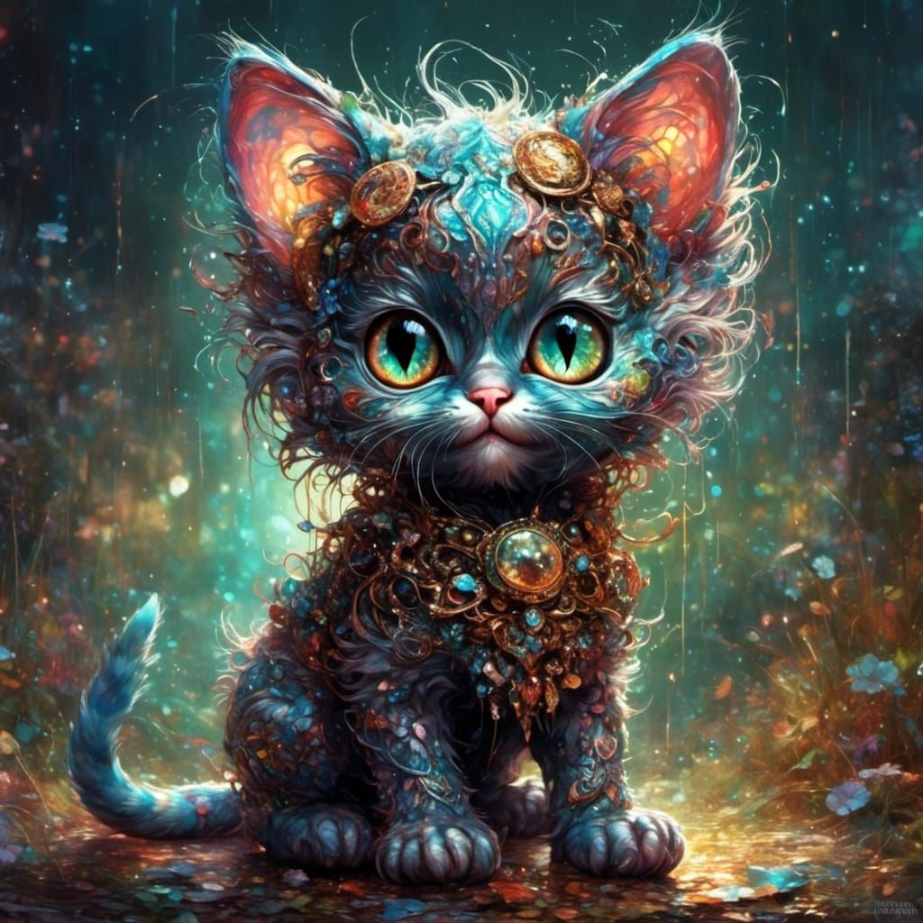 Cute Demon Kitten Generated by AI