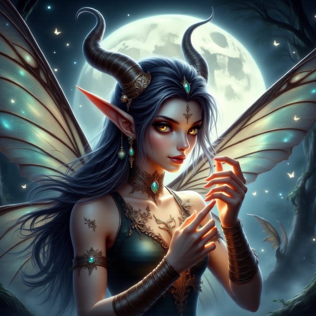 Beautiful Female Tiefling with Wings