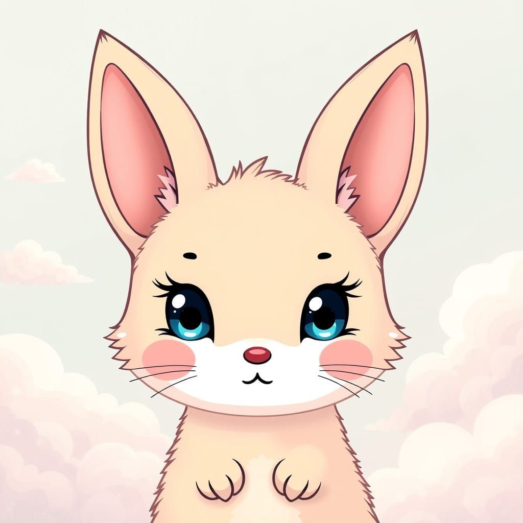Kawaii Rabbit in Whimsical Cloudscape