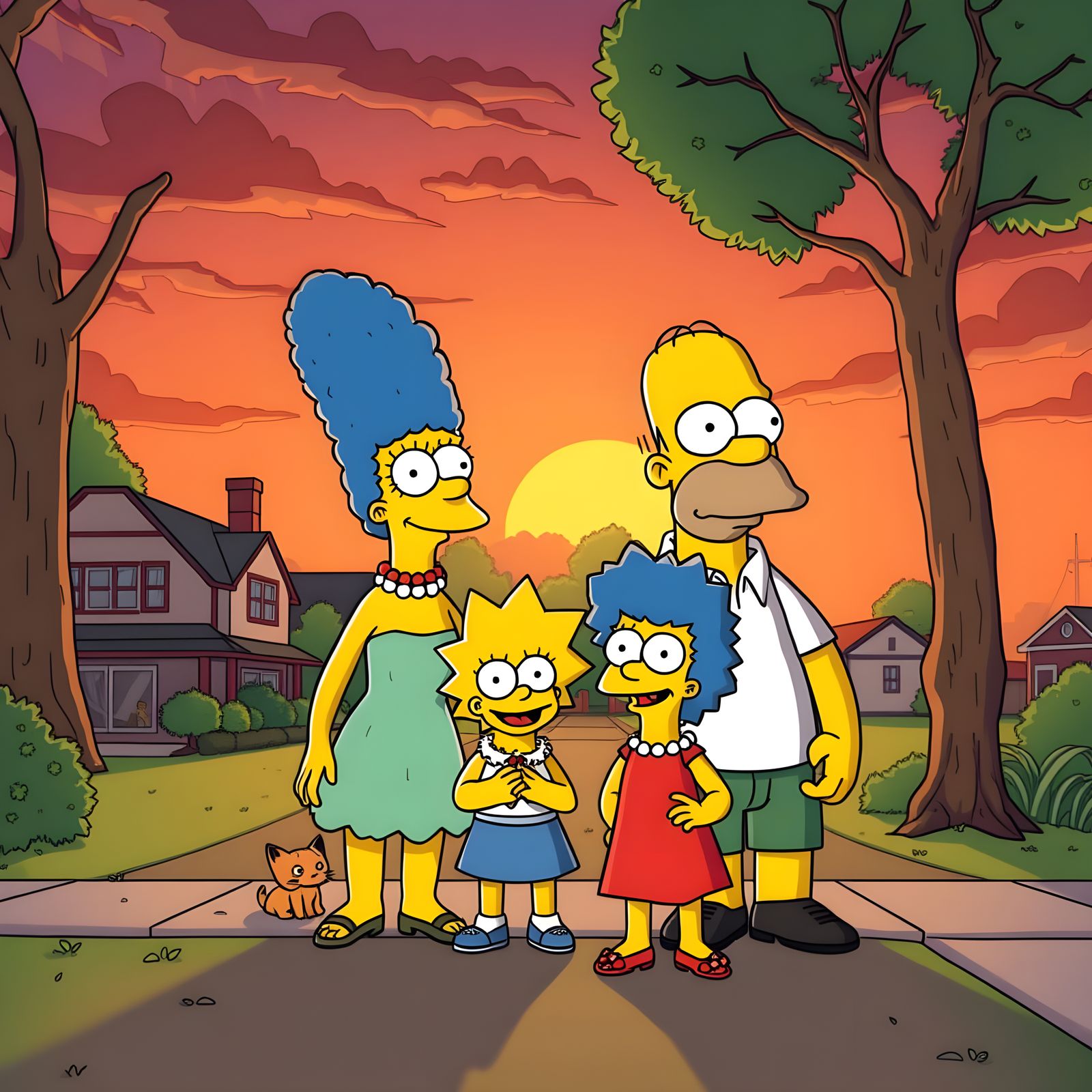 Simpsons in a Distinctive Cartoon Art Style