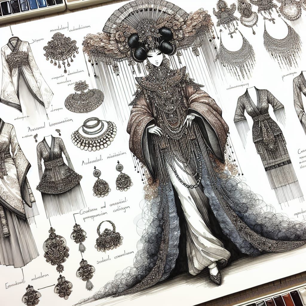 Luxurious Silk Gowns in Opulent Asian-Inspired Fashion