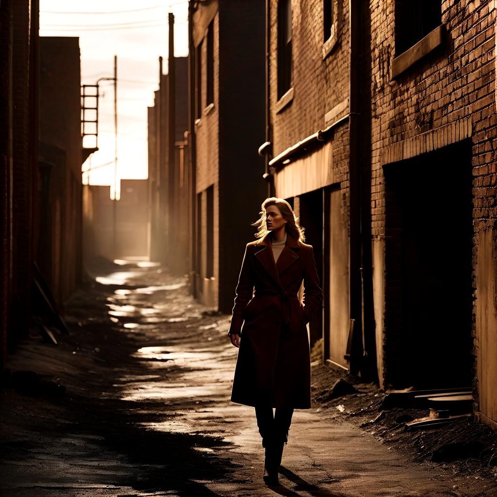 Wasteland Rebirth: Cinematic Flame in Dark Alleyway