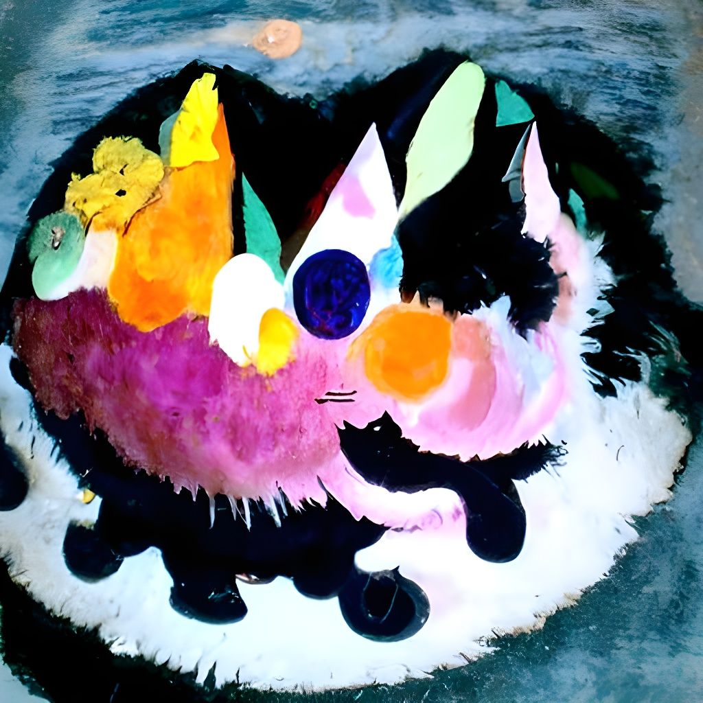 Fluffy Cat in Abstract Expressionist Style