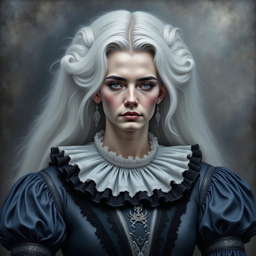 Watercolor Portrait: Beautiful Woman with Silver Accents