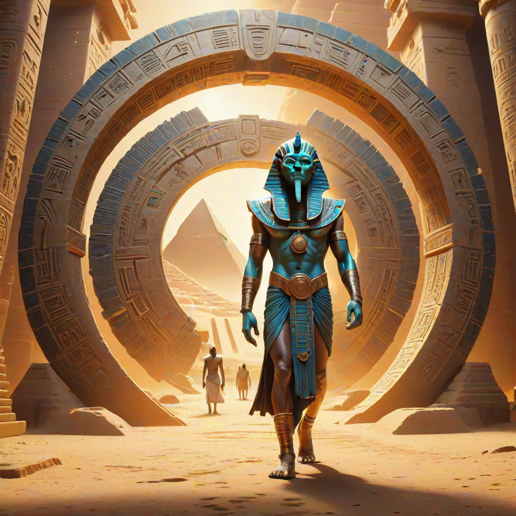 Ancient Alien Confronts the Cosmos in Hyperrealistic Egyptia...