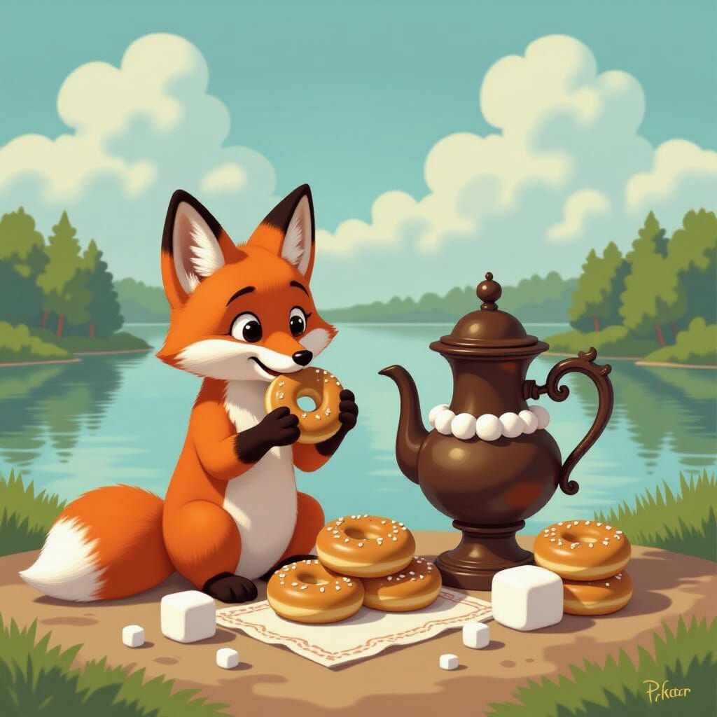 Chocolate Fox's Marshmallow Feast: Whimsical Animation