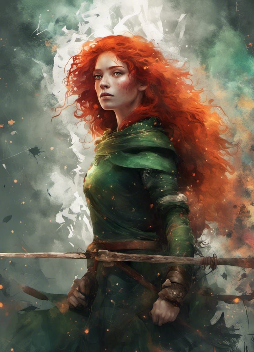 Merida from Brave with Glowing Aura, Digital Art