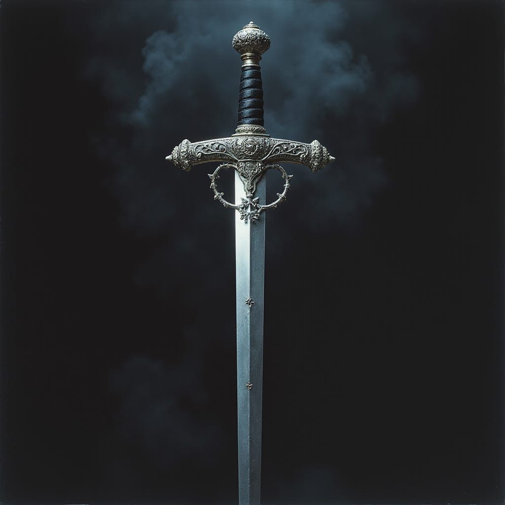Brilliant Rapier on Dark Background with Intricate Details