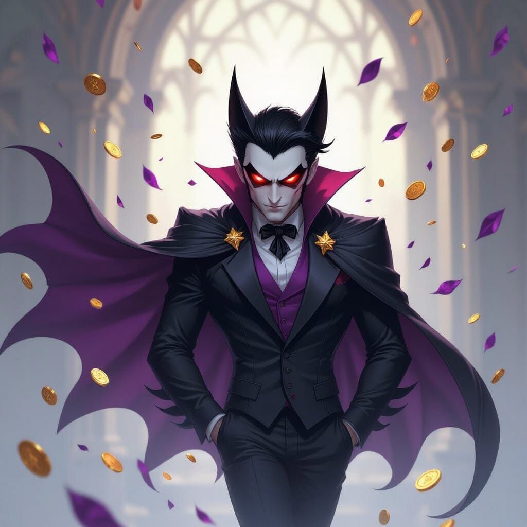 Humanized Bat-Man in Opulent Chaos