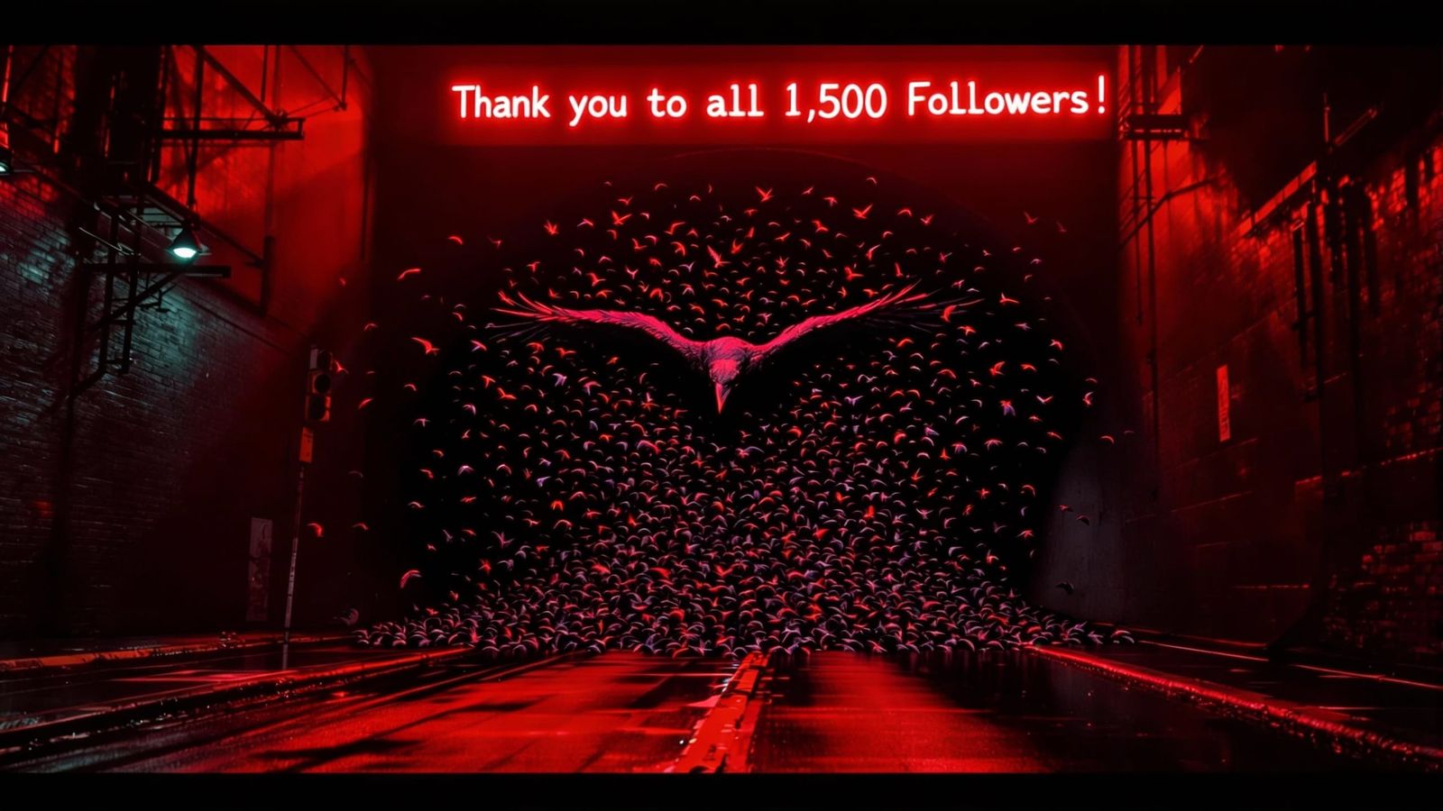 Surreal Raven Swarm Celebrates 1,500 Followers in Neon Tunne...