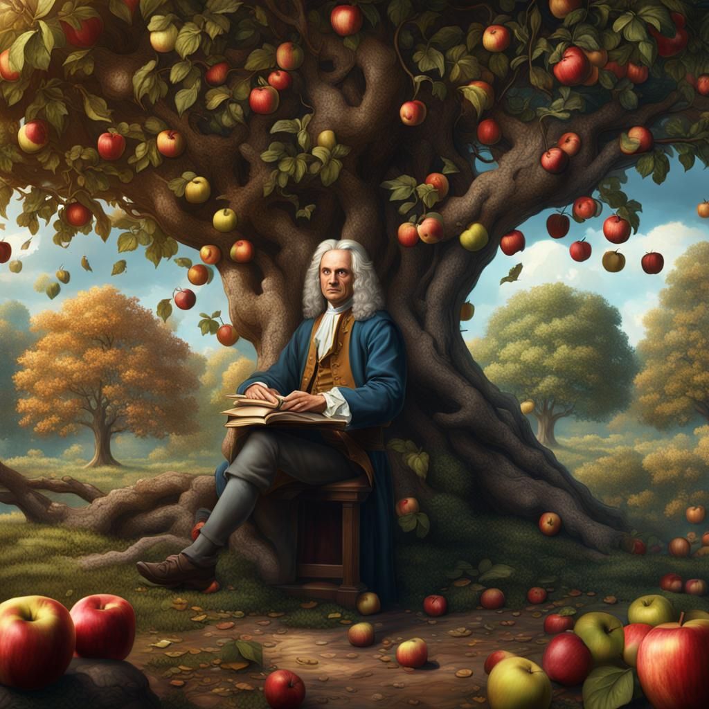 Isaac Newton with Goofy Face, Detailed Matte Painting
