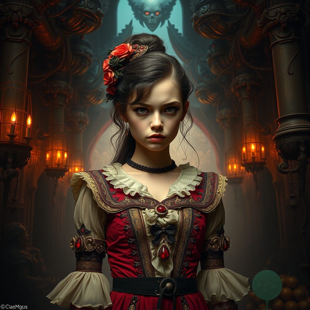 Disgruntled Woman in Mystical Setting, Digital Matte Paintin...