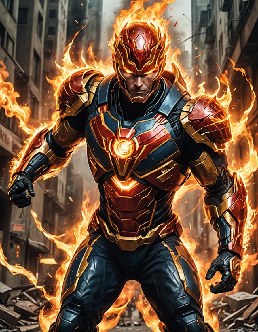 Firestorm of Justice League in Heroic Pose