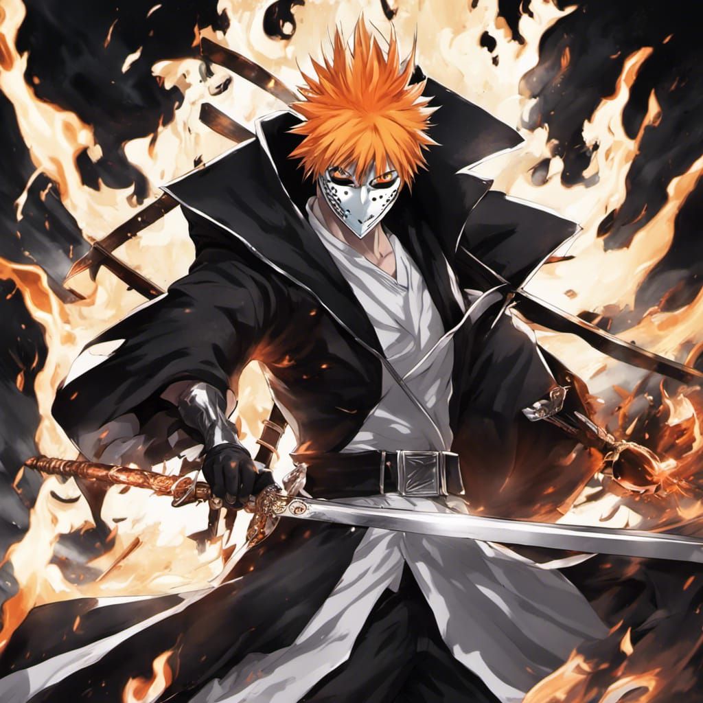 Ichigo Hollow: Anime Warrior with Black Flames