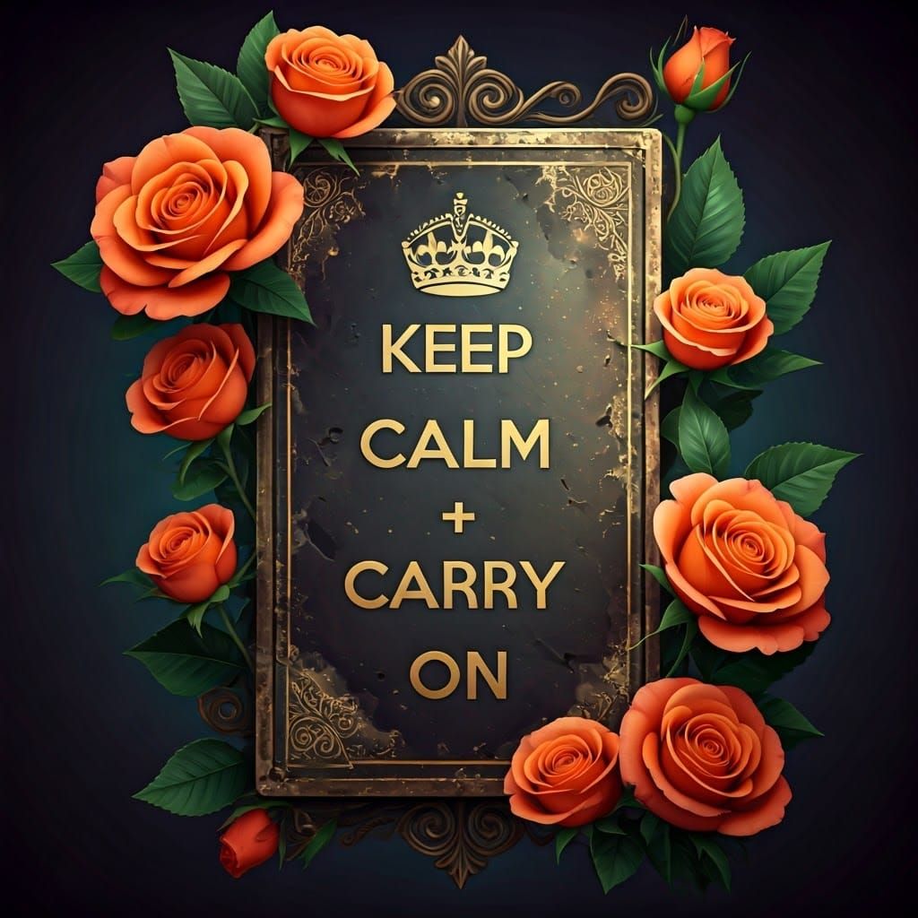 Whimsical Roses Adorn Vintage Signboard in Dreamlike Scene