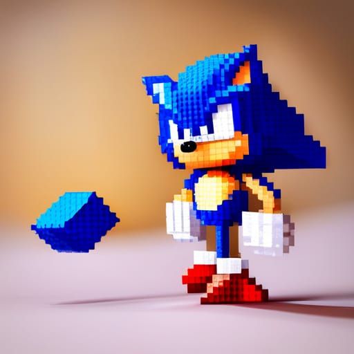 Origami Sonic Pixel Art Sega Megadrive Style