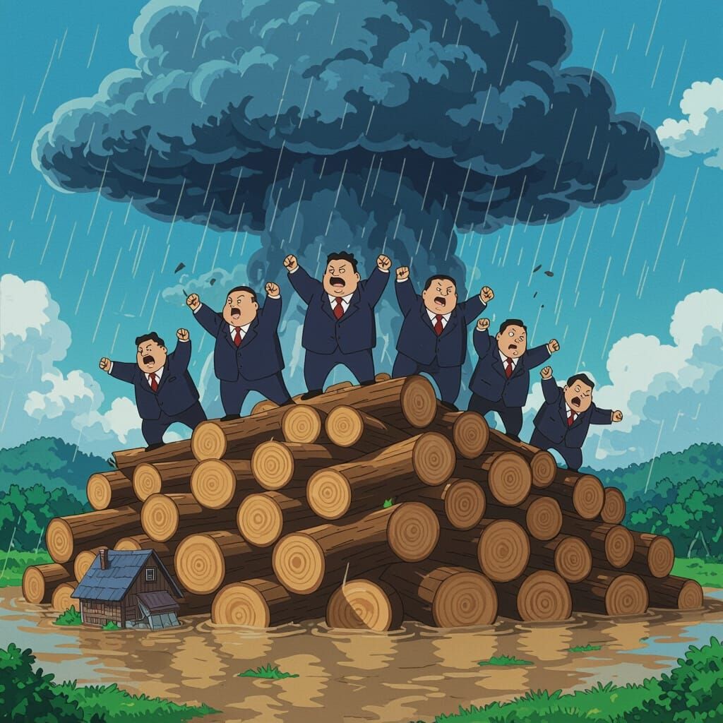 Satirical Anime: Officials Blame Nature for Flood