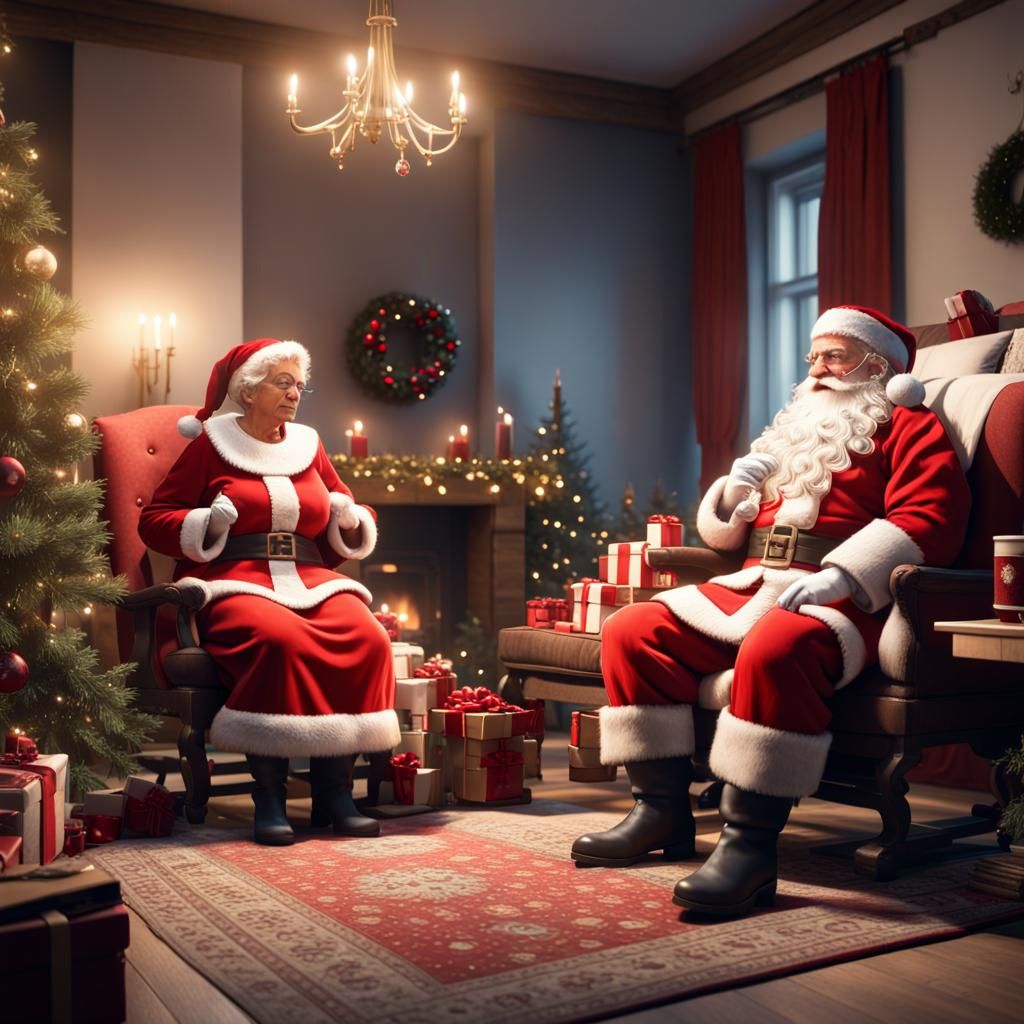 Santa and Mrs. Claus Kiss: 3D Game Cinematic