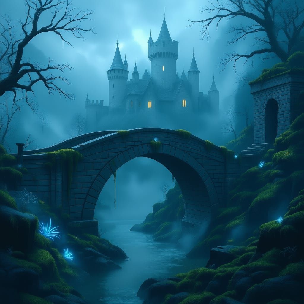 Ethereal Stone Bridge to Twilight Castle