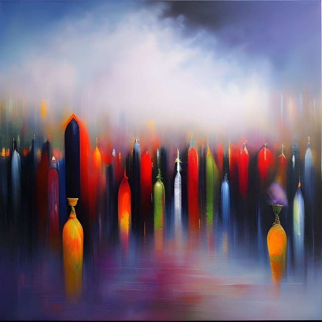 Surreal Dreamscape in Acrylic Pouring Style