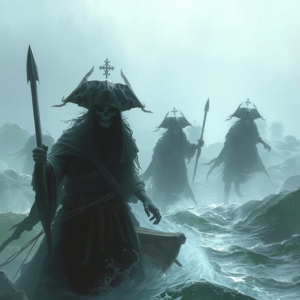 Spectral Pirates Rise from the Ocean in a Dark, Sinister Sty...