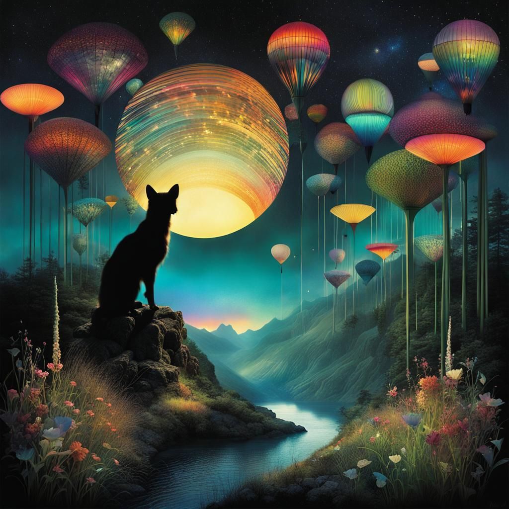 Multicoloured Fairy Eyrie in Zentangle Style