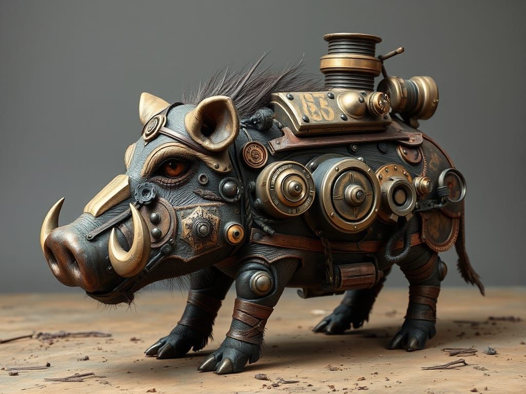 Steampunk Warthog with Gritty Industrial Charm