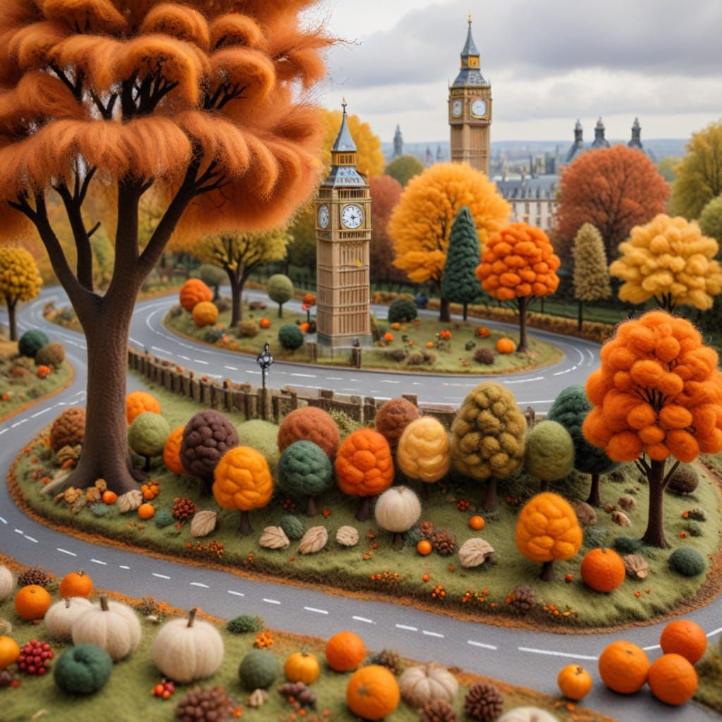 Autumn Big Ben Landscape in Vibrant Colors