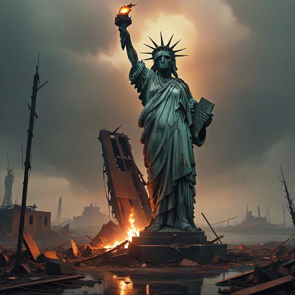 Post-Apocalyptic Ruined Statue of Liberty