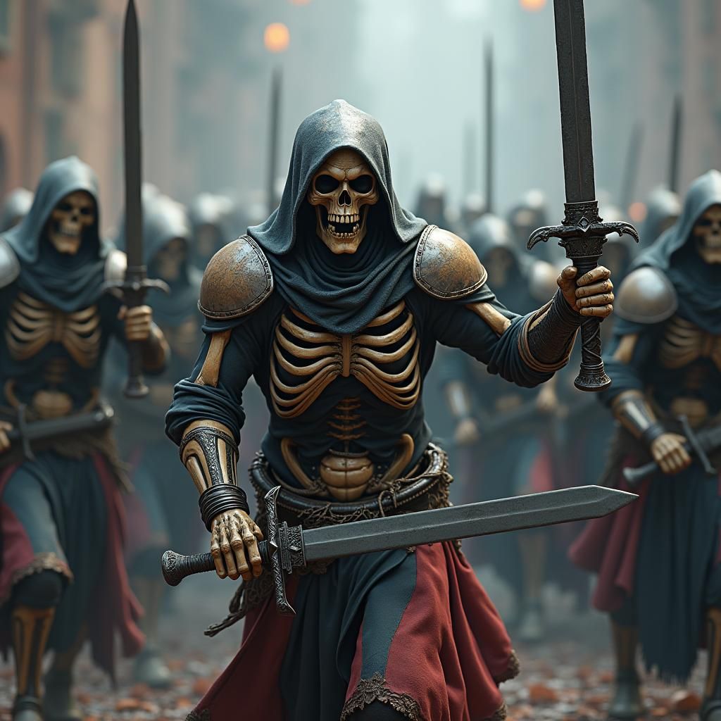 Sword-Wielding Skeleton Army: Fantasy Concept Art