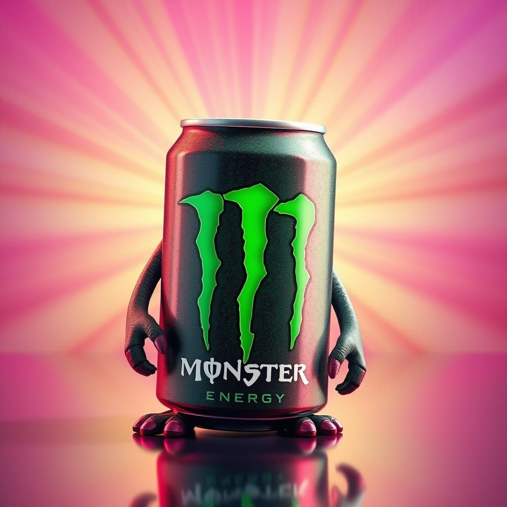 Vibrant 3D Monster Energy Can Creature