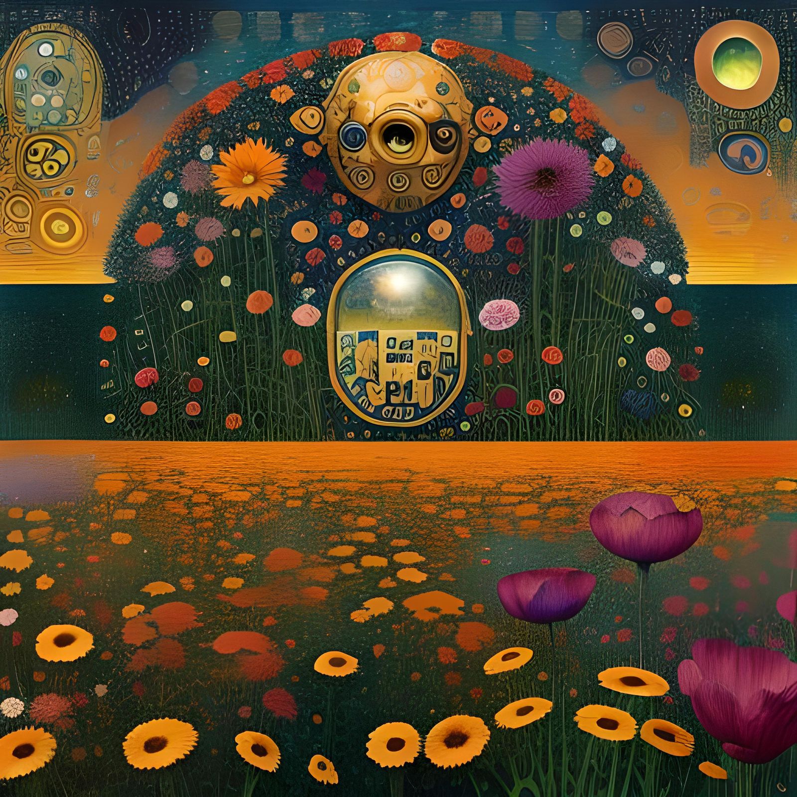 Astronaut Asleep in Floral Field: Surrealist Dreamscape