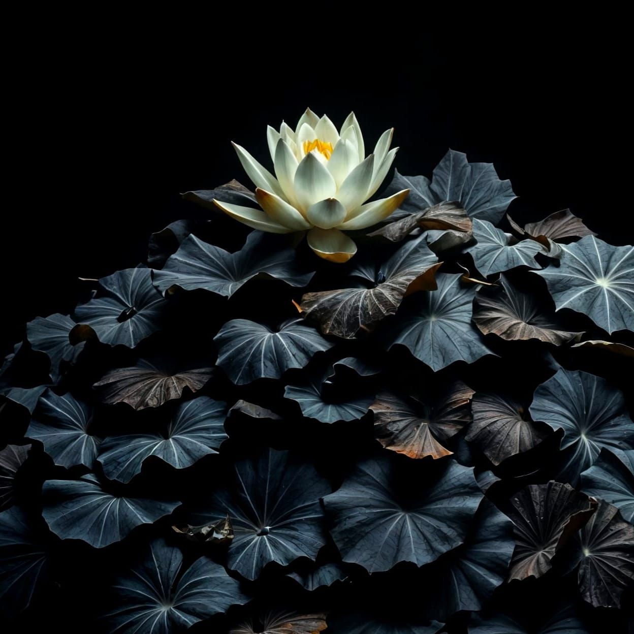 Ethereal Leaf Sculpture in Moody Black and Gray