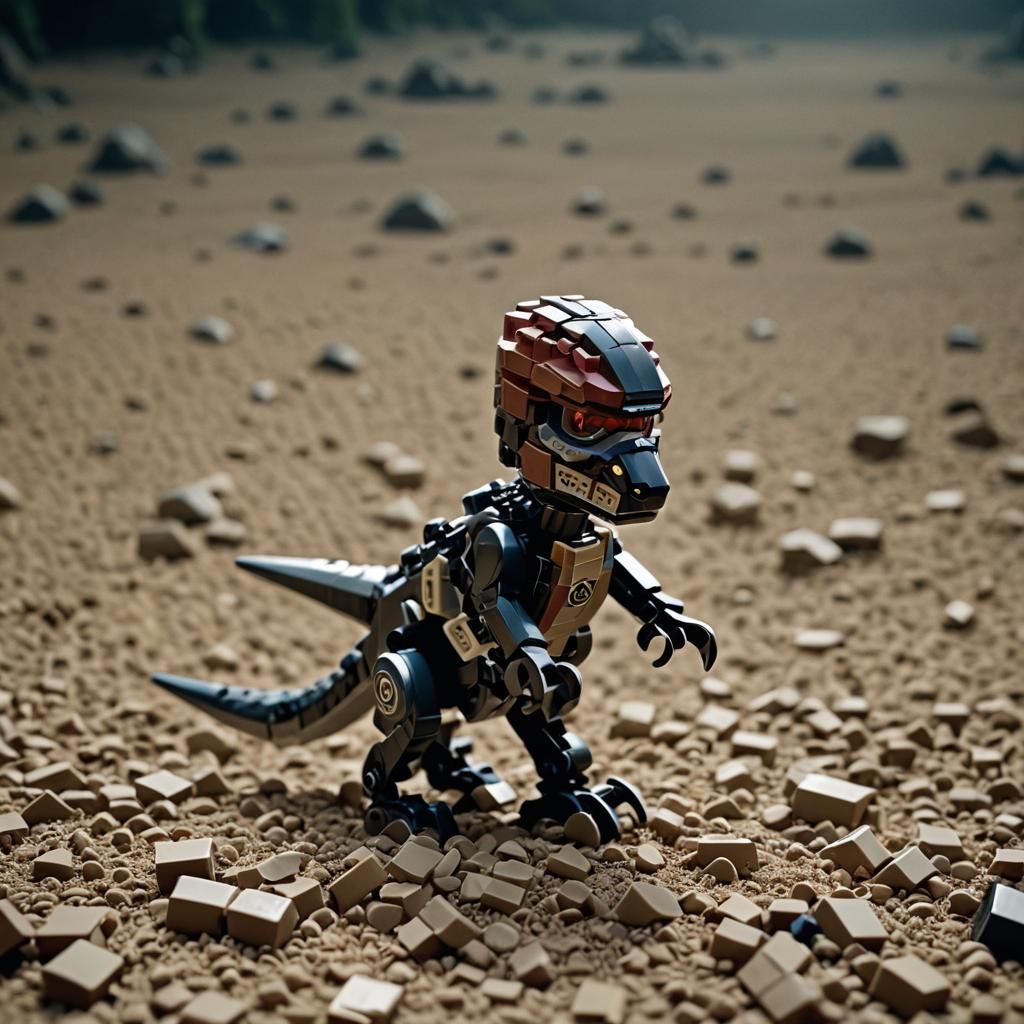 Cinematic Lego Still Life with Film Grain