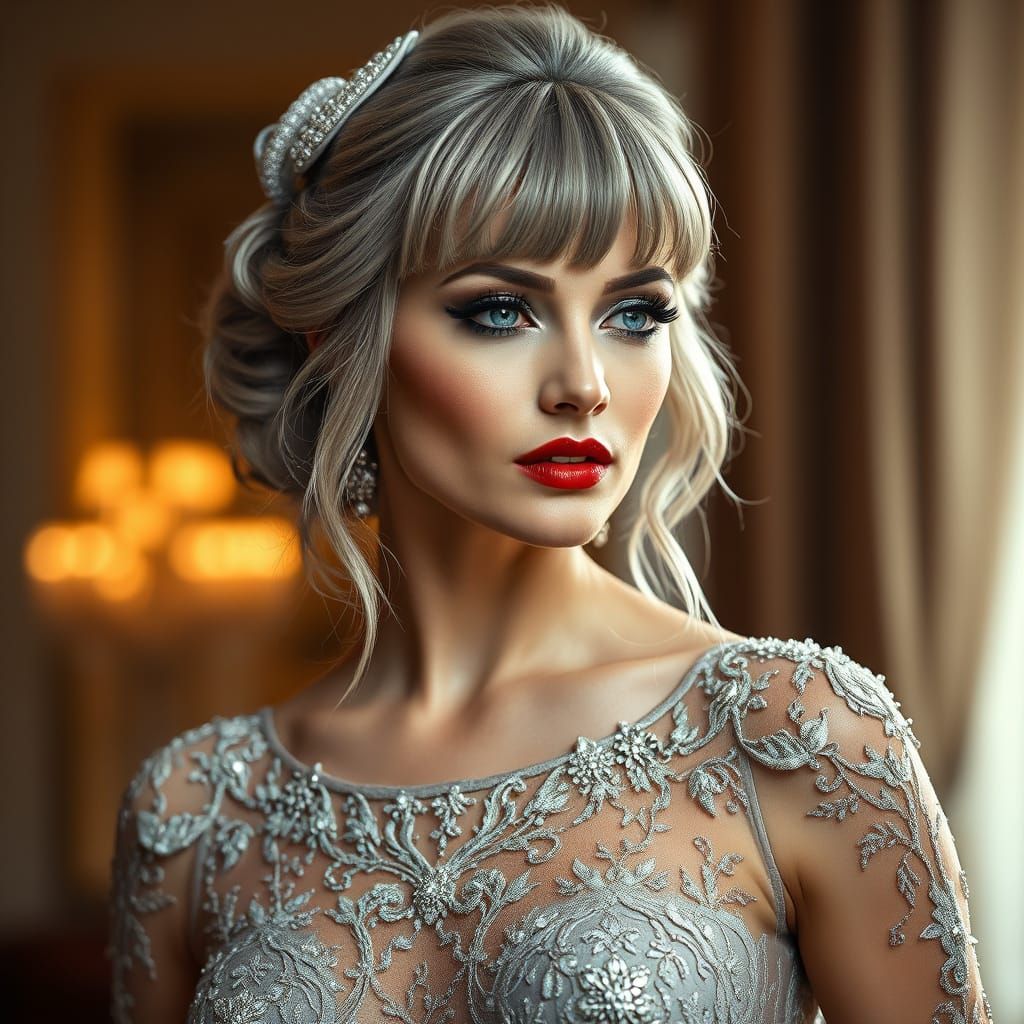 Luxurious Lady in Elegant Evening Gown