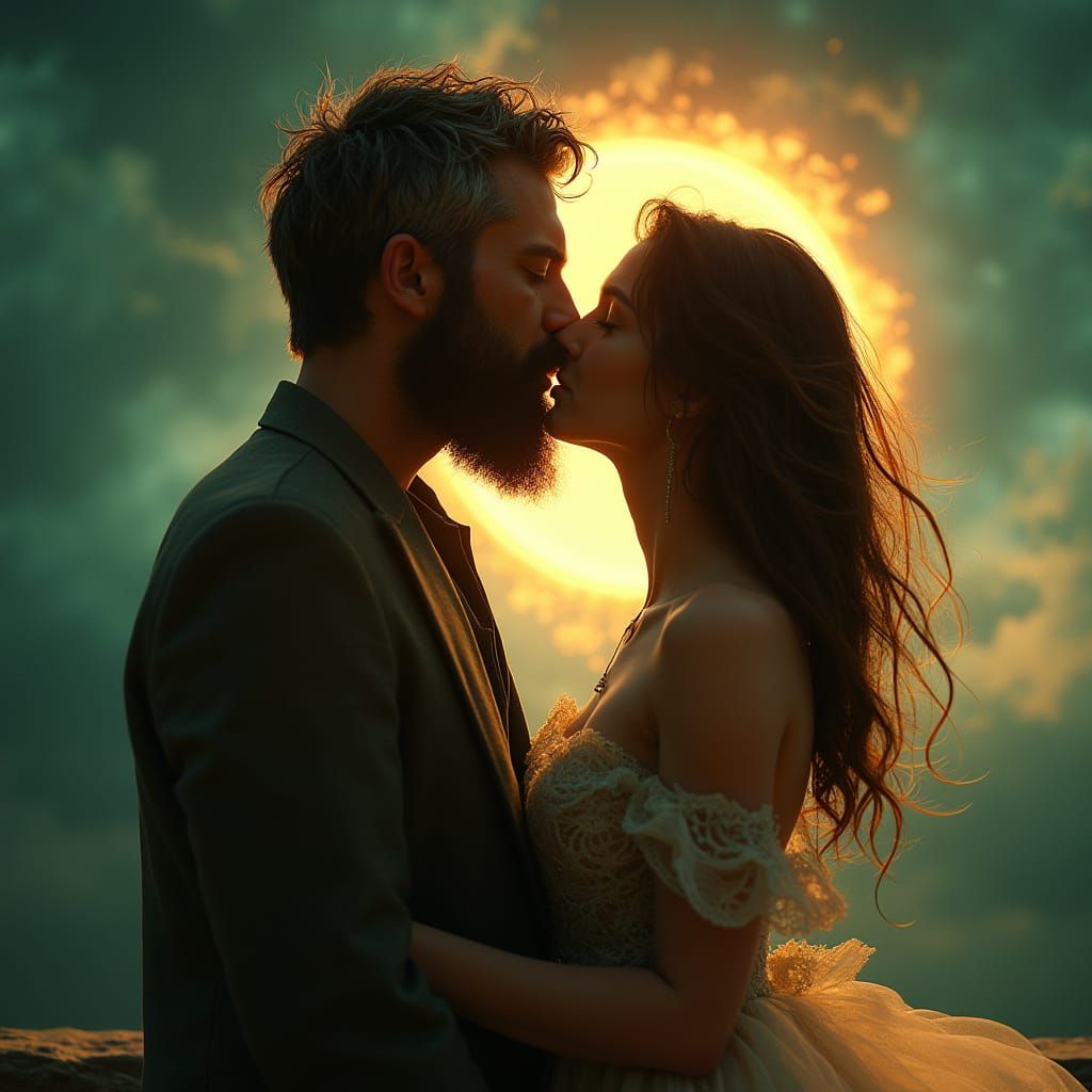 Hyperrealistic Portrait of a Distinguished Man and Enchantin...