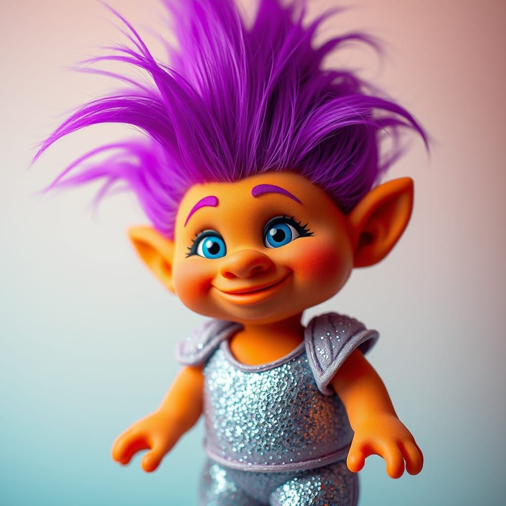 Whimsical Troll Doll in Vibrant Purple Hair