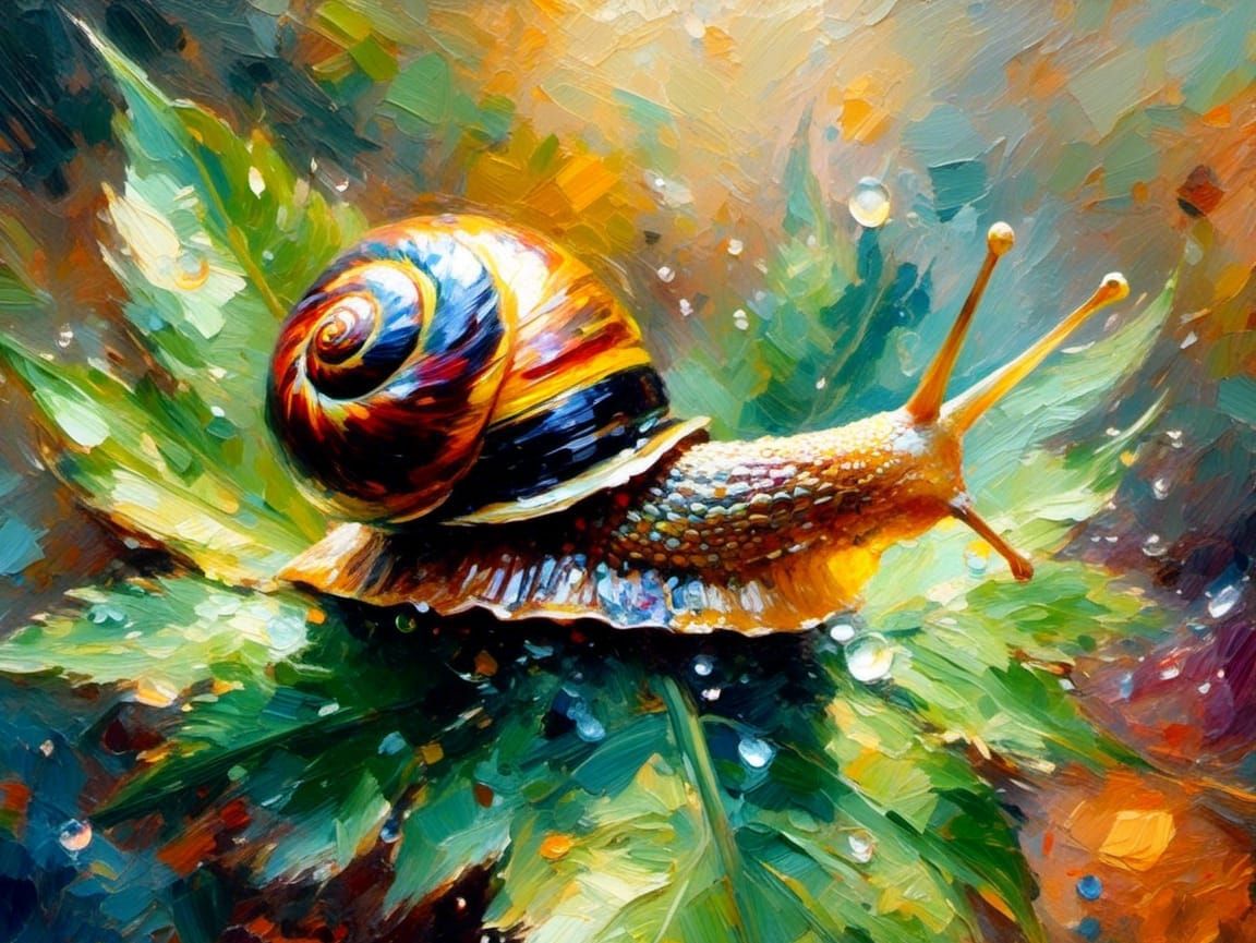 Impressionistic Snail in Alla Prima Style