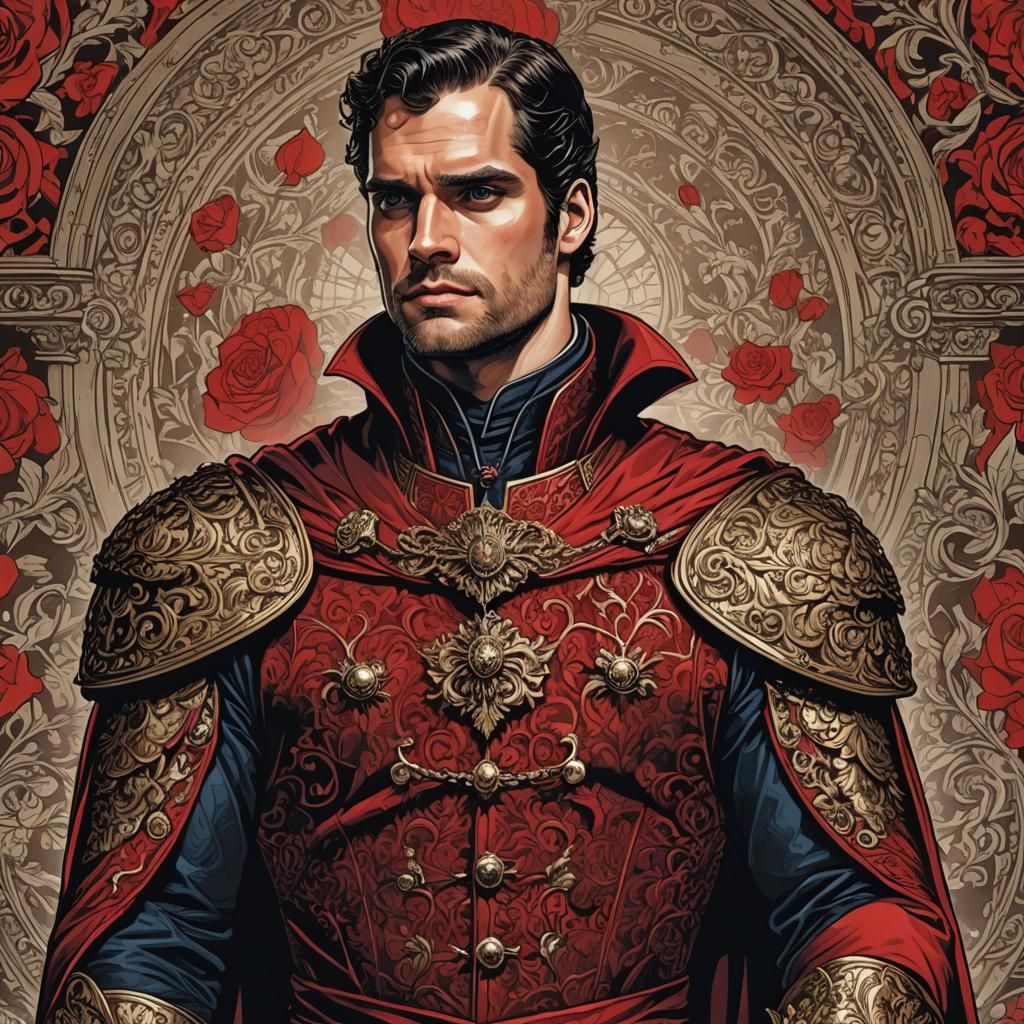 Henry Cavill as Elizabethan Noble in Comic Art Style