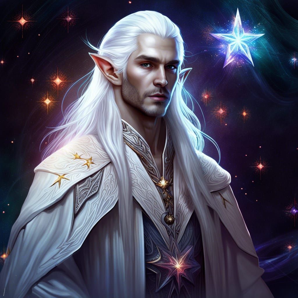 Cosmic Elf Magician in Fantasy Art Style