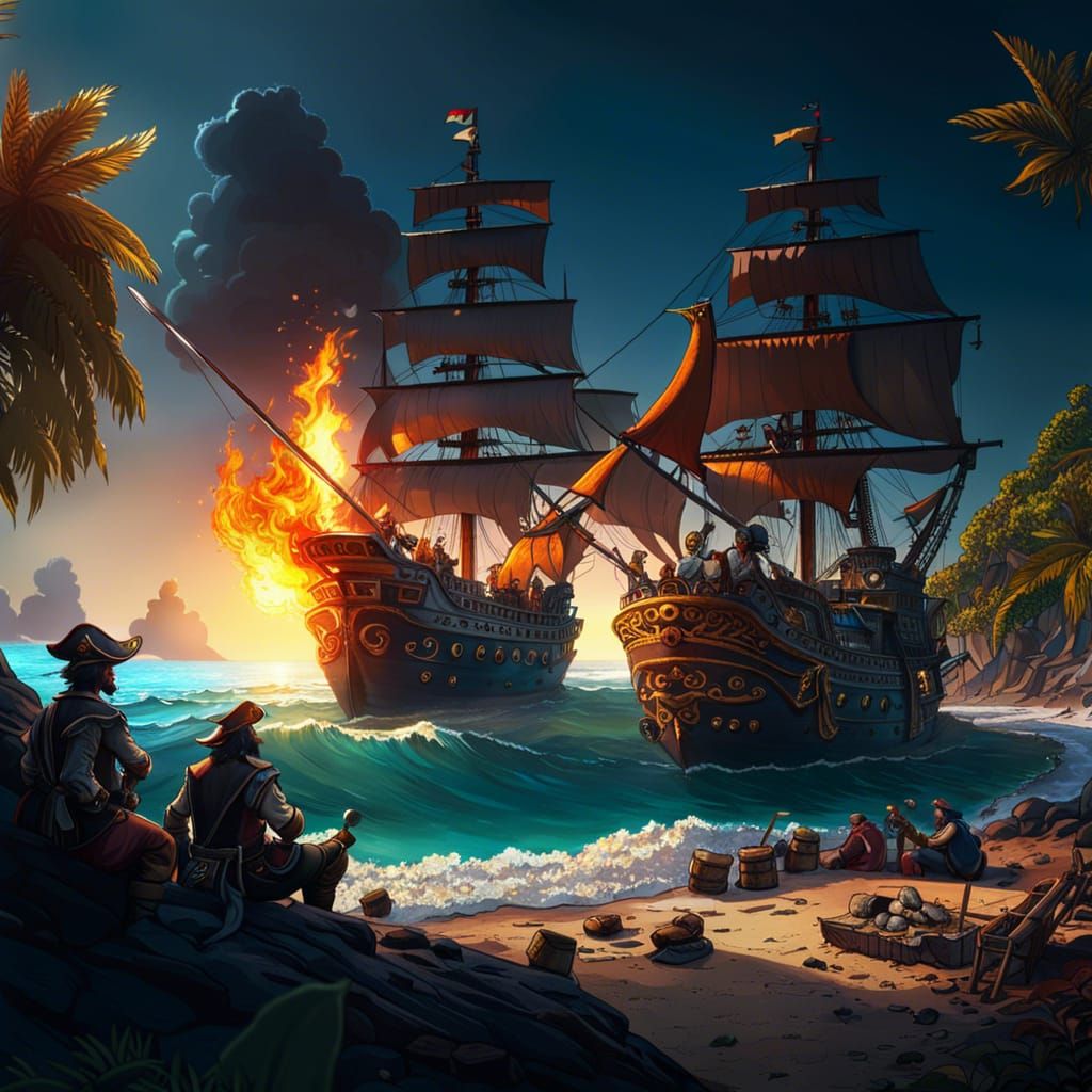 Pirates by the Sea: A Matte Painting Scene