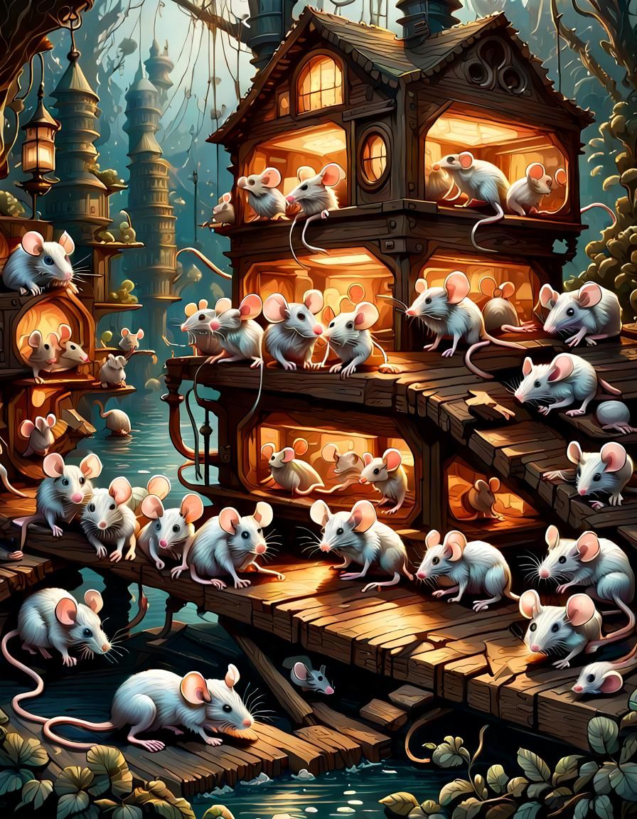 Detailed Maximalist Mouse Utopia Concept Art