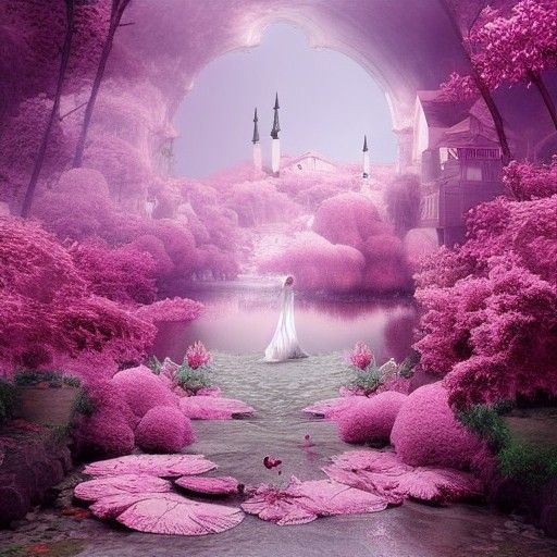 Pink Trees Over Pink Houses: Digital Matte Painting