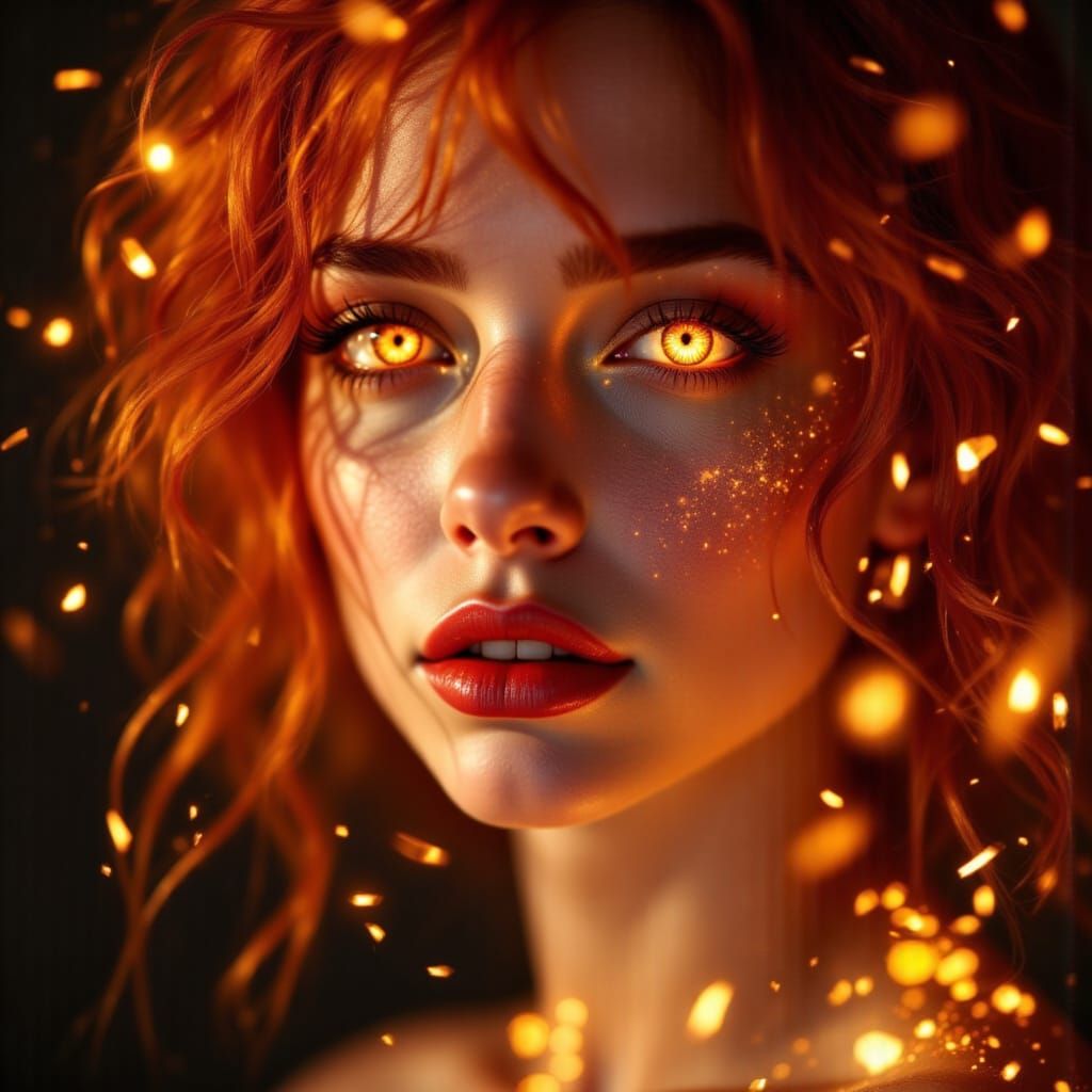 Ember Shard Woman in Surreal Crystalline Style