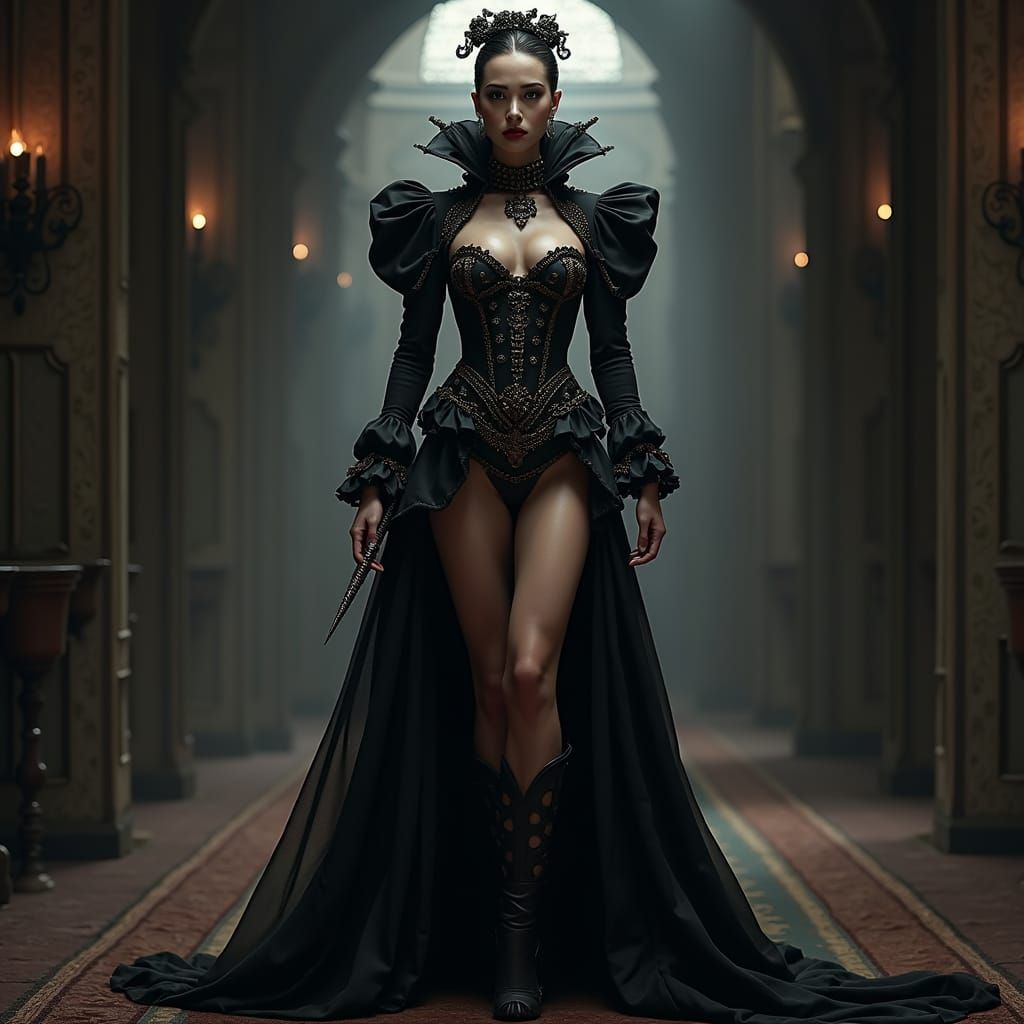 Gothic Woman in Black High Heels: Fantasy Art