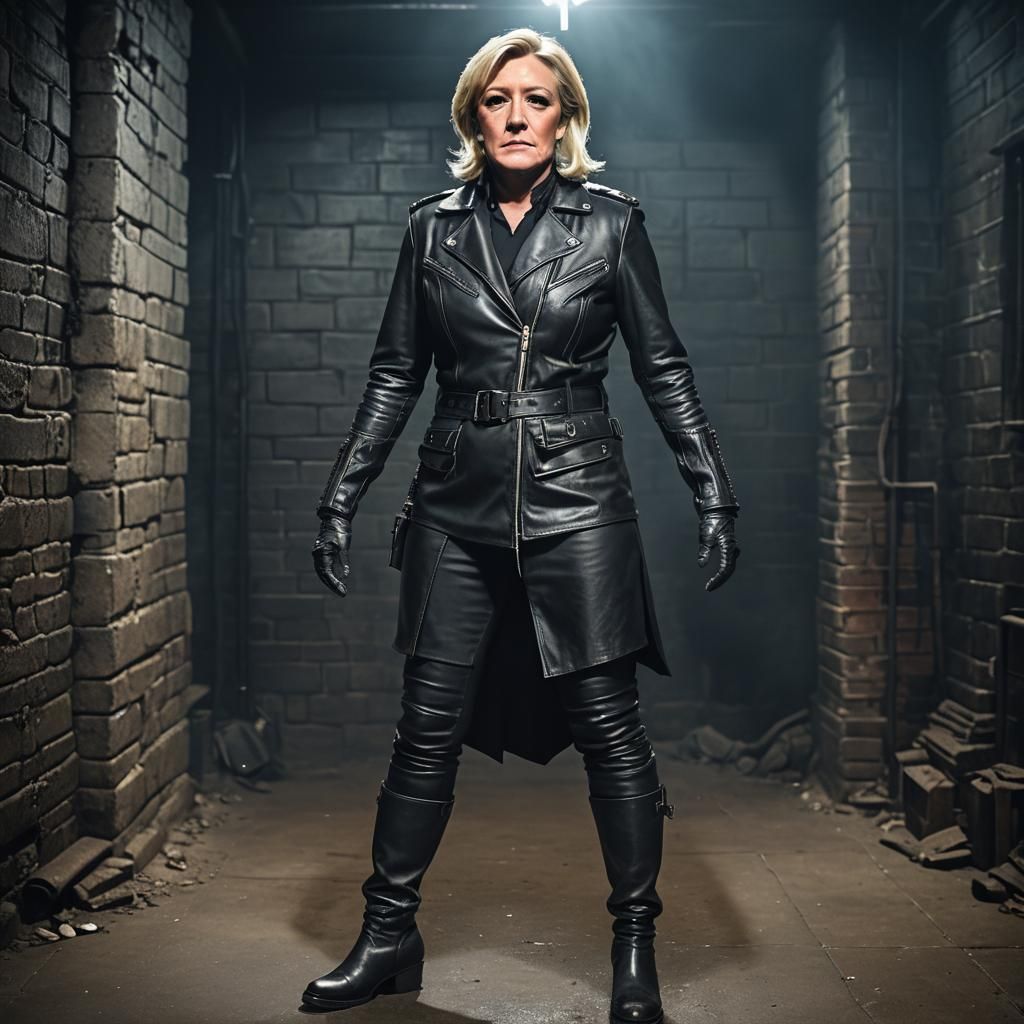 Ominous Portrait in Leather Outfit