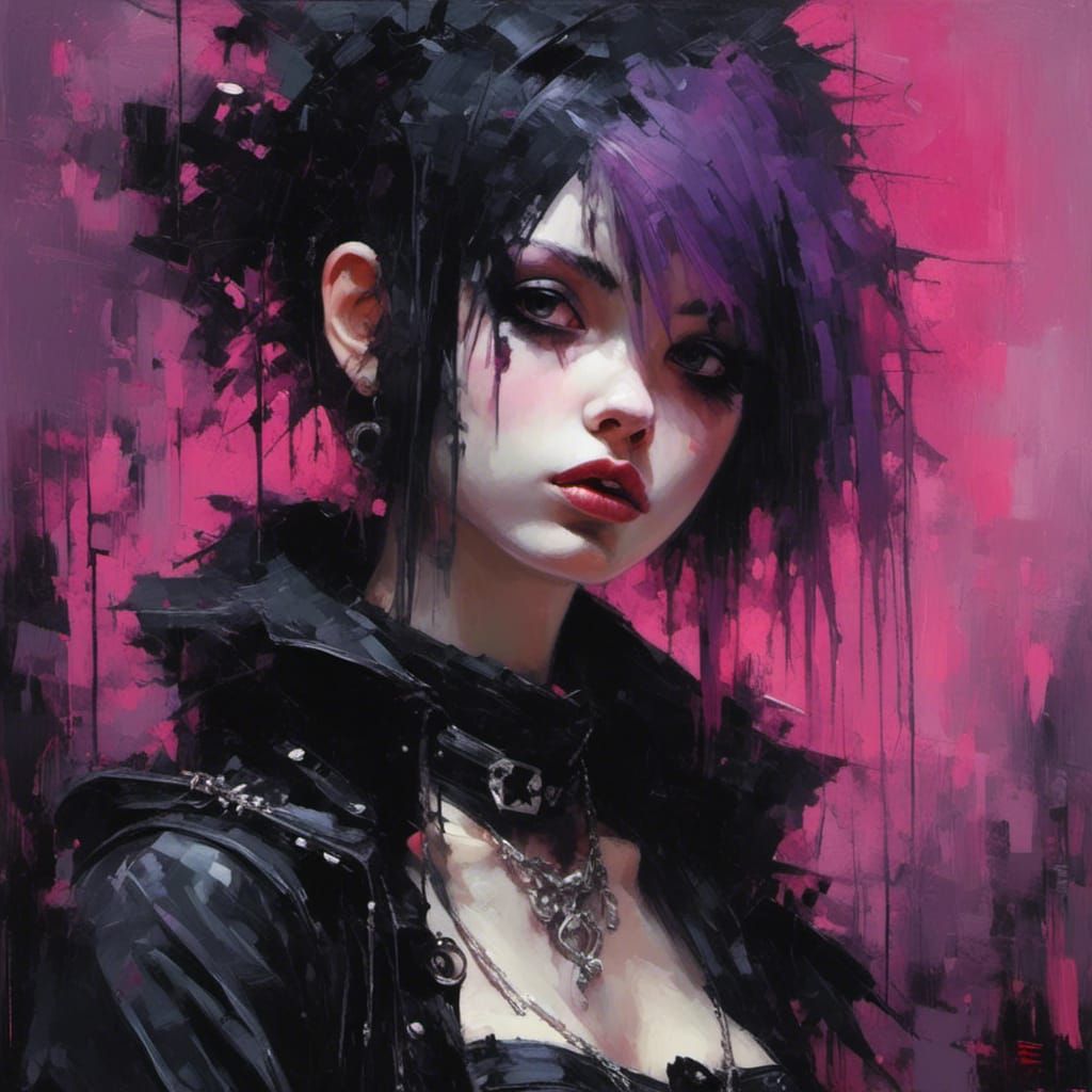 Goth Punk Girl in Dynamic Lighting
