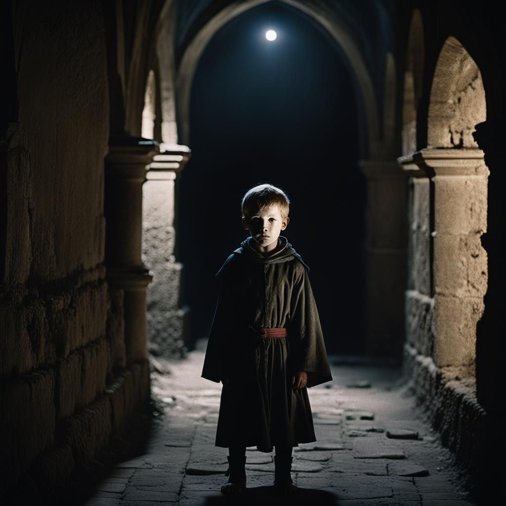 Eerie Cloister: Boy in Moonlight, Cinematic Still